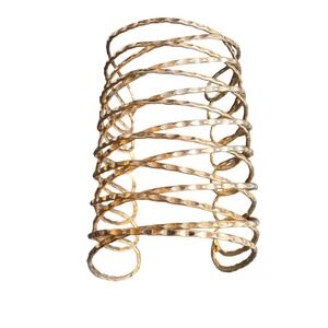 Gold Tone Hammered Multi Row Spiral Cage Cuff Bracelet Statement Boho